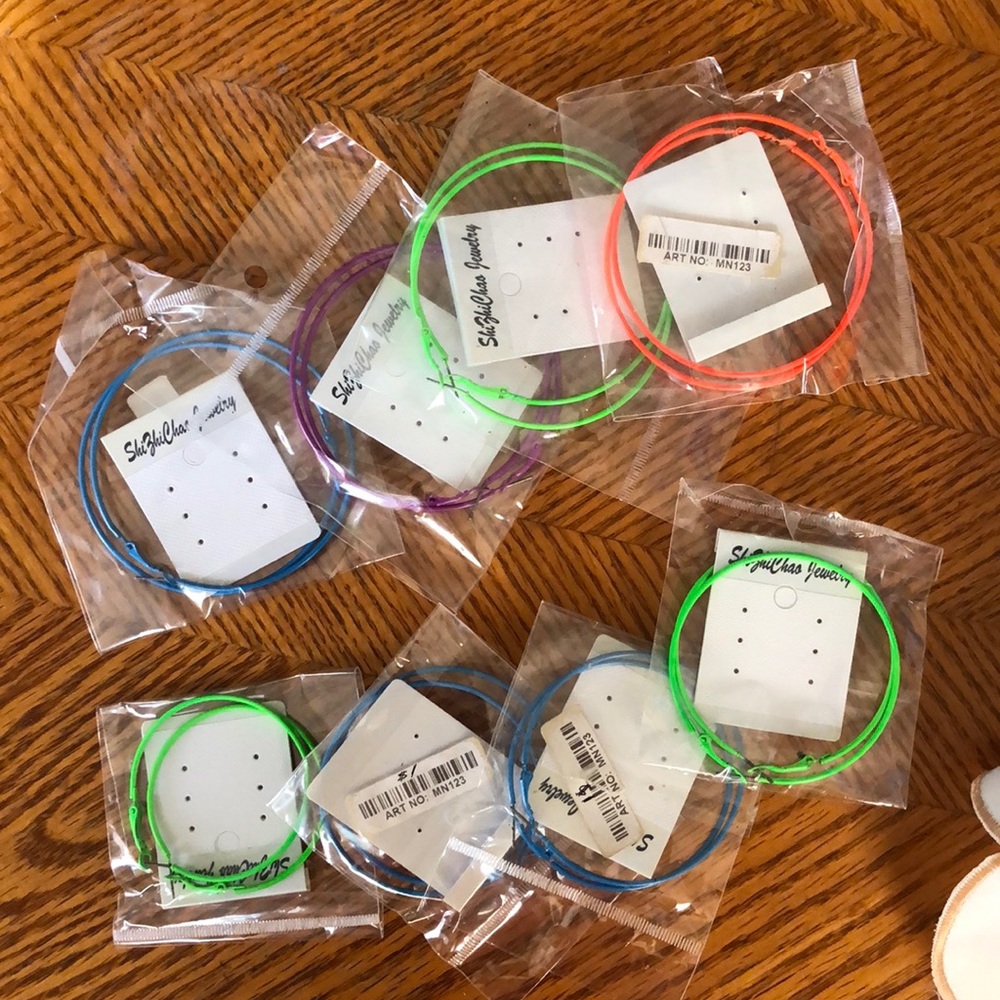 Nine hoop earrings